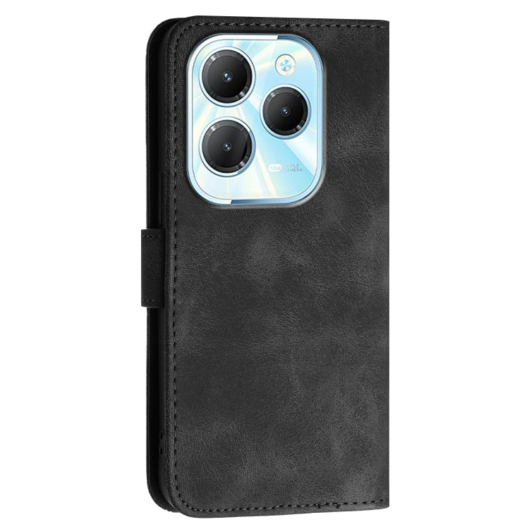 For Infinix Hot 40 Pro 4G Grid Butterfly Embossed Pattern Leather Phone Case with Lanyard