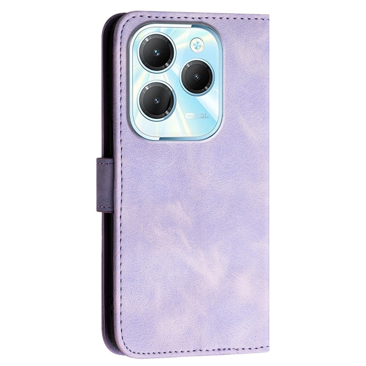 For Infinix Hot 40 Pro 4G Grid Butterfly Embossed Pattern Leather Phone Case with Lanyard
