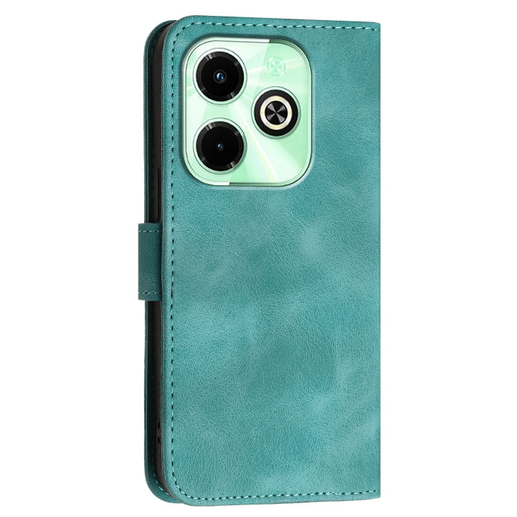 For Infinix Hot 40i 4G Grid Butterfly Embossed Pattern Leather Phone Case with Lanyard