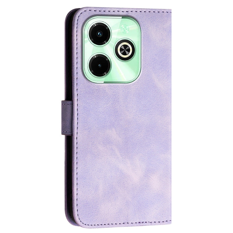 For Infinix Hot 40i 4G Grid Butterfly Embossed Pattern Leather Phone Case with Lanyard