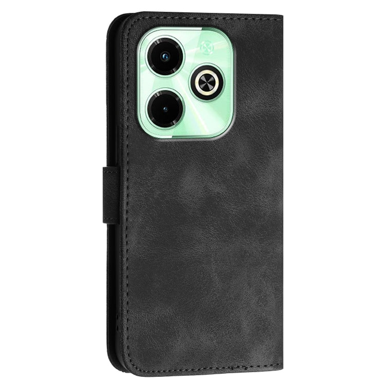 For Infinix Smart 8 Pro 4G Grid Butterfly Embossed Pattern Leather Phone Case with Lanyard