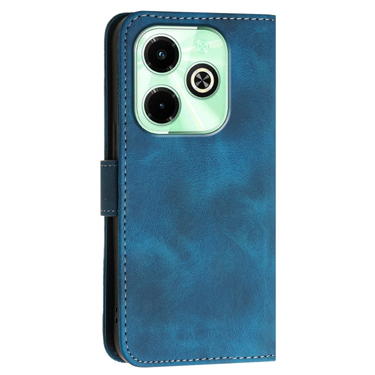 For Infinix Smart 8 Plus 4G Grid Butterfly Embossed Pattern Leather Phone Case with Lanyard