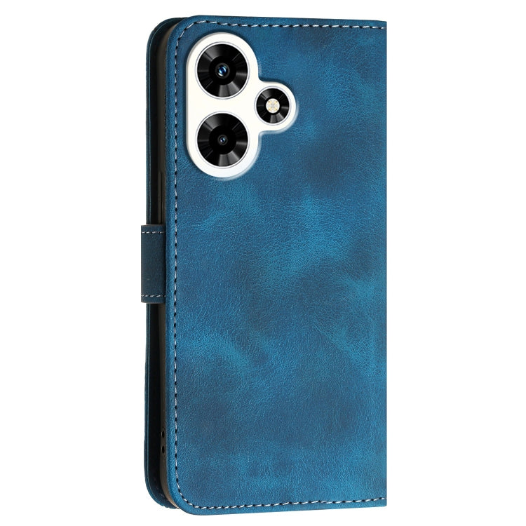 For Infinix Hot 30 Grid Butterfly Embossed Pattern Leather Phone Case with Lanyard