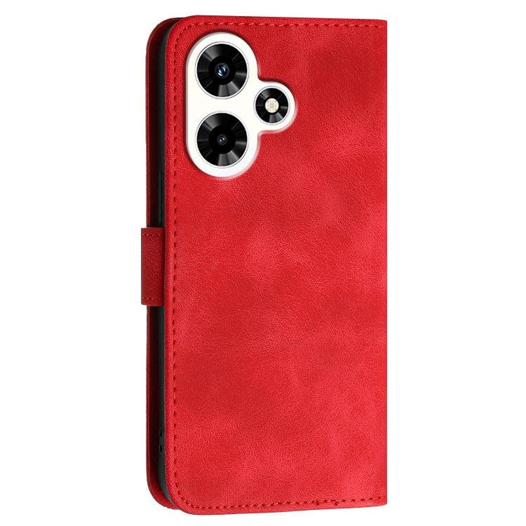 For Infinix Hot 30 Grid Butterfly Embossed Pattern Leather Phone Case with Lanyard