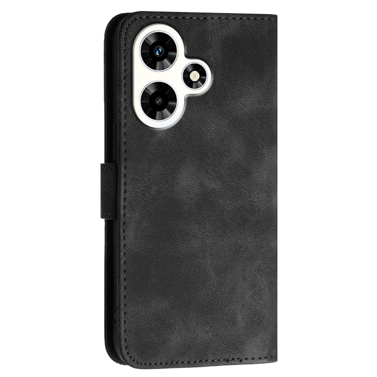 For Infinix Hot 30 Grid Butterfly Embossed Pattern Leather Phone Case with Lanyard