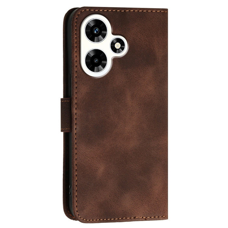 For Infinix Hot 30 Grid Butterfly Embossed Pattern Leather Phone Case with Lanyard