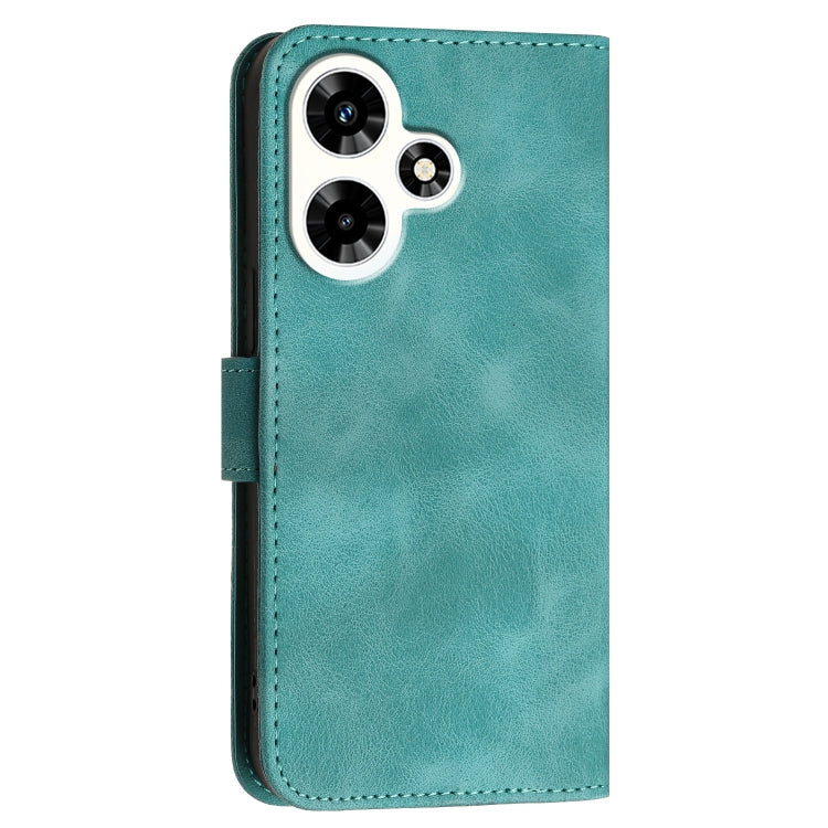 For Infinix Hot 30 Grid Butterfly Embossed Pattern Leather Phone Case with Lanyard