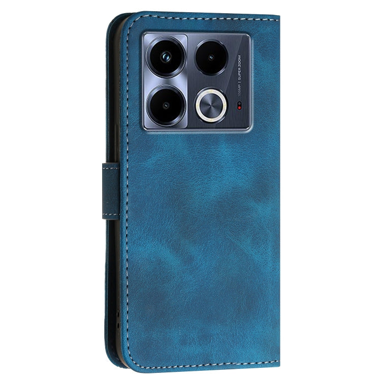 For Infinix Note 40 4G Grid Butterfly Embossed Pattern Leather Phone Case with Lanyard
