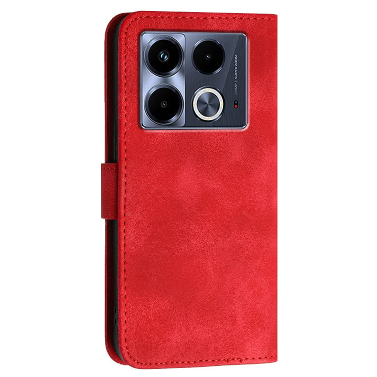 For Infinix Note 40 4G Grid Butterfly Embossed Pattern Leather Phone Case with Lanyard