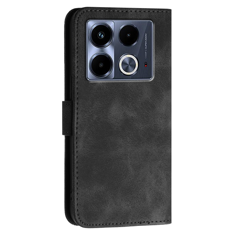 For Infinix Note 40 4G Grid Butterfly Embossed Pattern Leather Phone Case with Lanyard