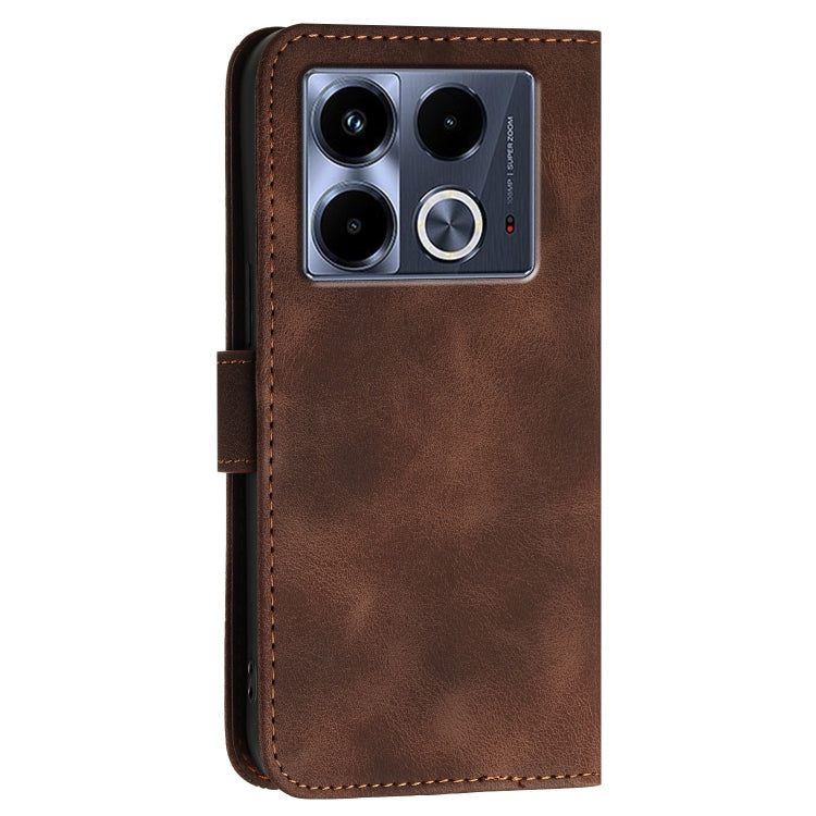 For Infinix Note 40 4G Grid Butterfly Embossed Pattern Leather Phone Case with Lanyard