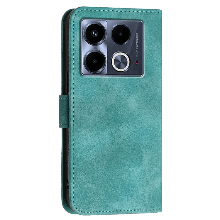 For Infinix Note 40 4G Grid Butterfly Embossed Pattern Leather Phone Case with Lanyard