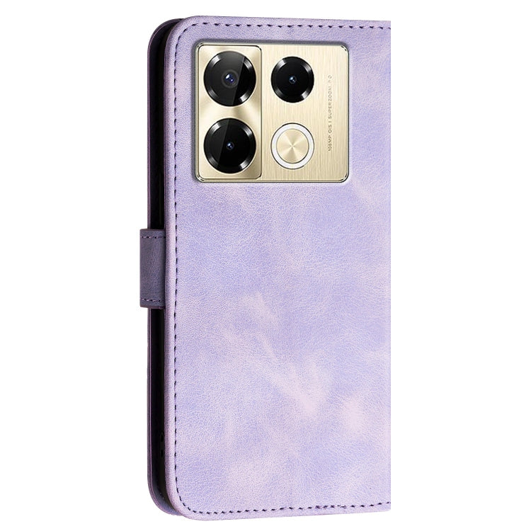 For Infinix Note 40 Pro 4G / 5G Grid Butterfly Embossed Pattern Leather Phone Case with Lanyard