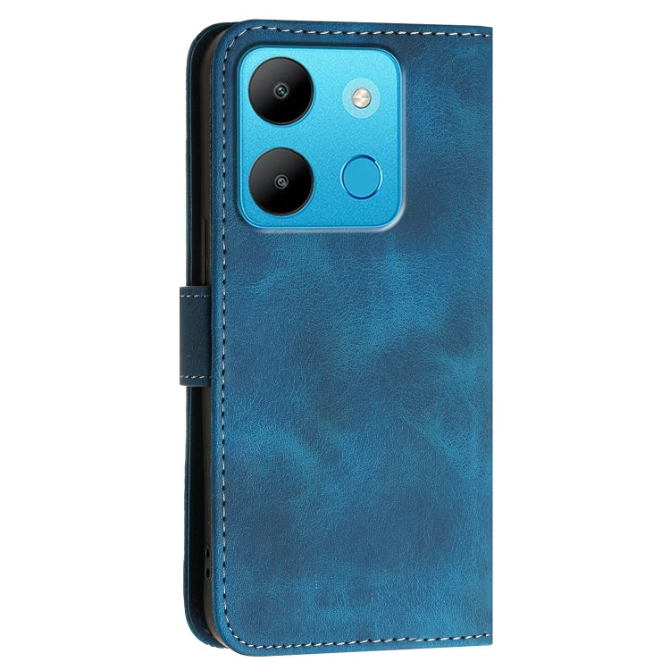 For Infinix Smart 7 Global Grid Butterfly Embossed Pattern Leather Phone Case with Lanyard