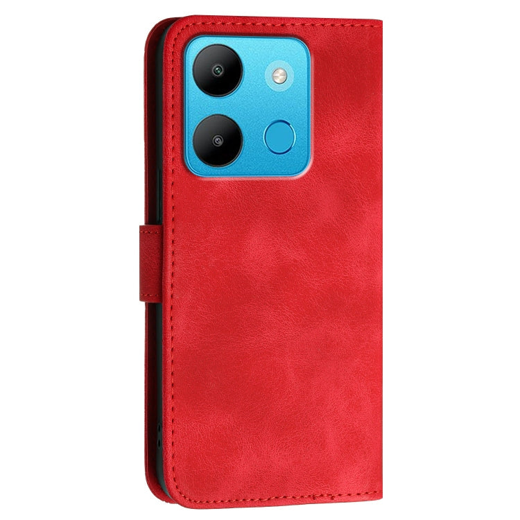 For Infinix Smart 7 Global Grid Butterfly Embossed Pattern Leather Phone Case with Lanyard