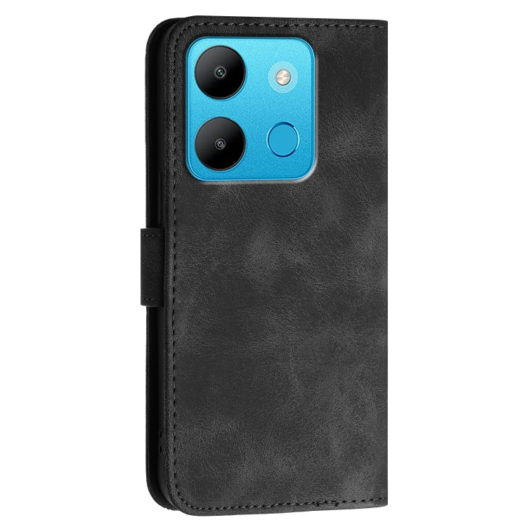 For Infinix Smart 7 Global Grid Butterfly Embossed Pattern Leather Phone Case with Lanyard