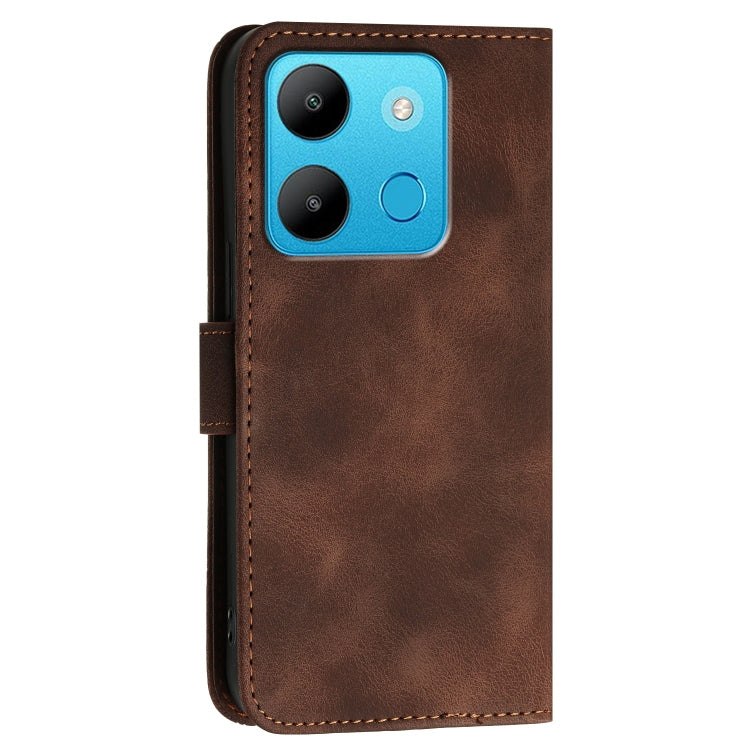 For Infinix Smart 7 Global Grid Butterfly Embossed Pattern Leather Phone Case with Lanyard