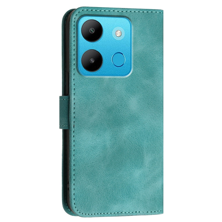 For Infinix Smart 7 Global Grid Butterfly Embossed Pattern Leather Phone Case with Lanyard