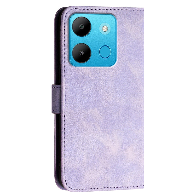 For Infinix Smart 7 Global Grid Butterfly Embossed Pattern Leather Phone Case with Lanyard