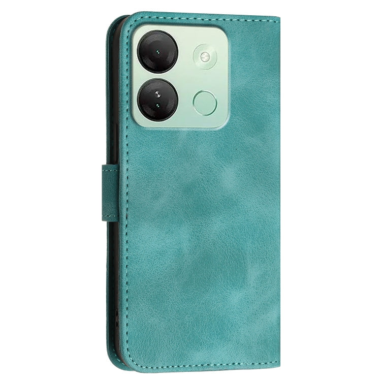 For Infinix Smart 7 HD Grid Butterfly Embossed Pattern Leather Phone Case with Lanyard