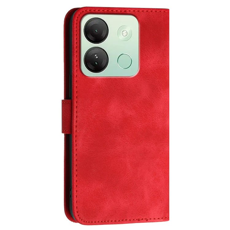 For Infinix Smart 7 India Grid Butterfly Embossed Pattern Leather Phone Case with Lanyard