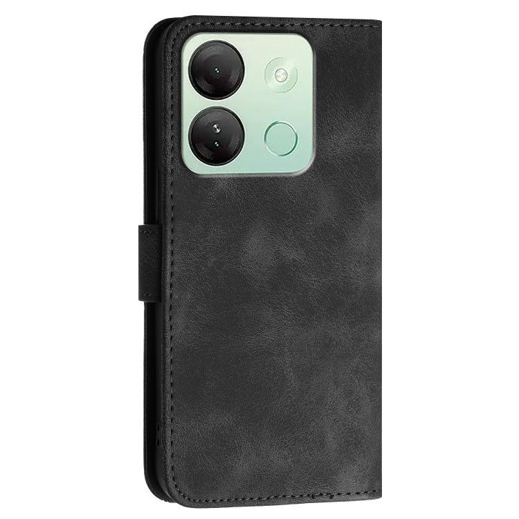 For Infinix Smart 7 India Grid Butterfly Embossed Pattern Leather Phone Case with Lanyard