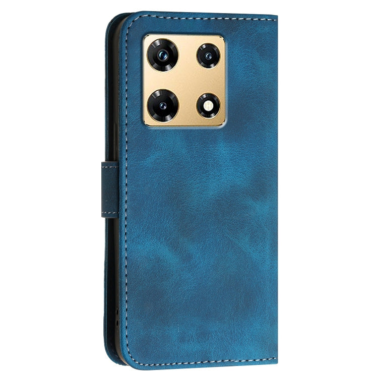For Infinix Note 30 Pro Grid Butterfly Embossed Pattern Leather Phone Case with Lanyard