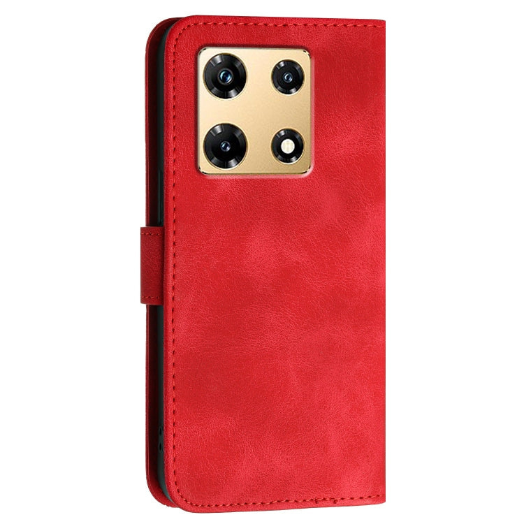 For Infinix Note 30 Pro Grid Butterfly Embossed Pattern Leather Phone Case with Lanyard