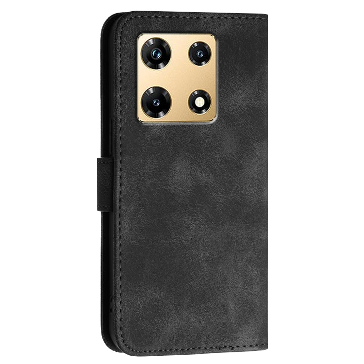 For Infinix Note 30 Pro Grid Butterfly Embossed Pattern Leather Phone Case with Lanyard