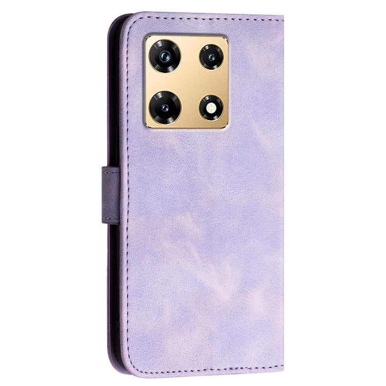 For Infinix Note 30 Pro Grid Butterfly Embossed Pattern Leather Phone Case with Lanyard