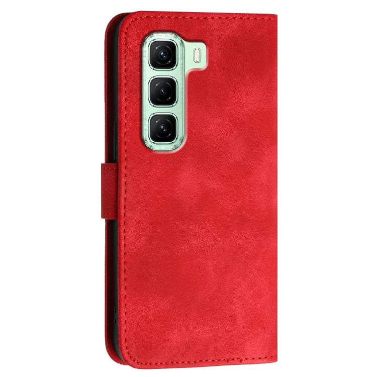 For Infinix Hot 50 4G Grid Butterfly Embossed Pattern Leather Phone Case with Lanyard