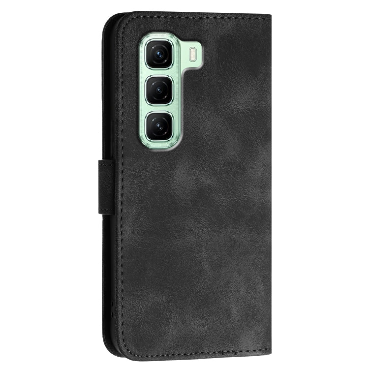 For Infinix Hot 50 4G Grid Butterfly Embossed Pattern Leather Phone Case with Lanyard