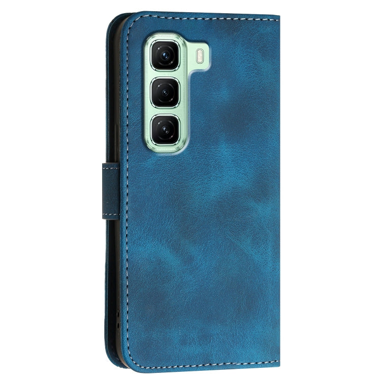 For Infinix Hot 50 5G Grid Butterfly Embossed Pattern Leather Phone Case with Lanyard