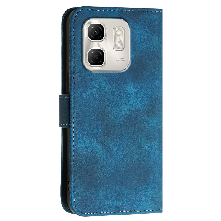 For Infinix Hot 50i / Smart 9 Grid Butterfly Embossed Pattern Leather Phone Case with Lanyard