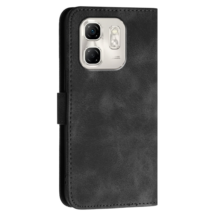 For Infinix Hot 50i / Smart 9 Grid Butterfly Embossed Pattern Leather Phone Case with Lanyard