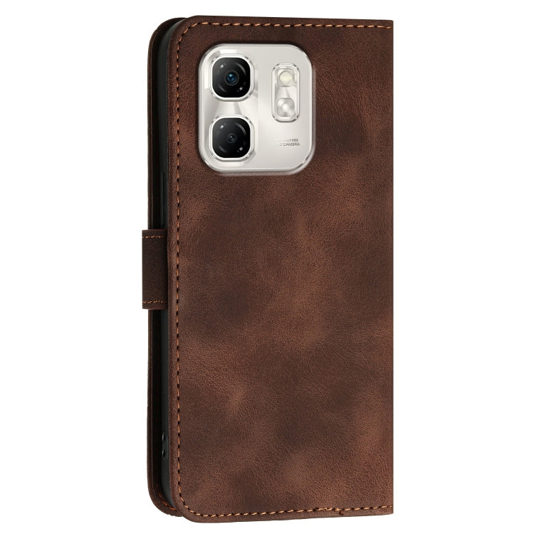 For Infinix Hot 50i / Smart 9 Grid Butterfly Embossed Pattern Leather Phone Case with Lanyard