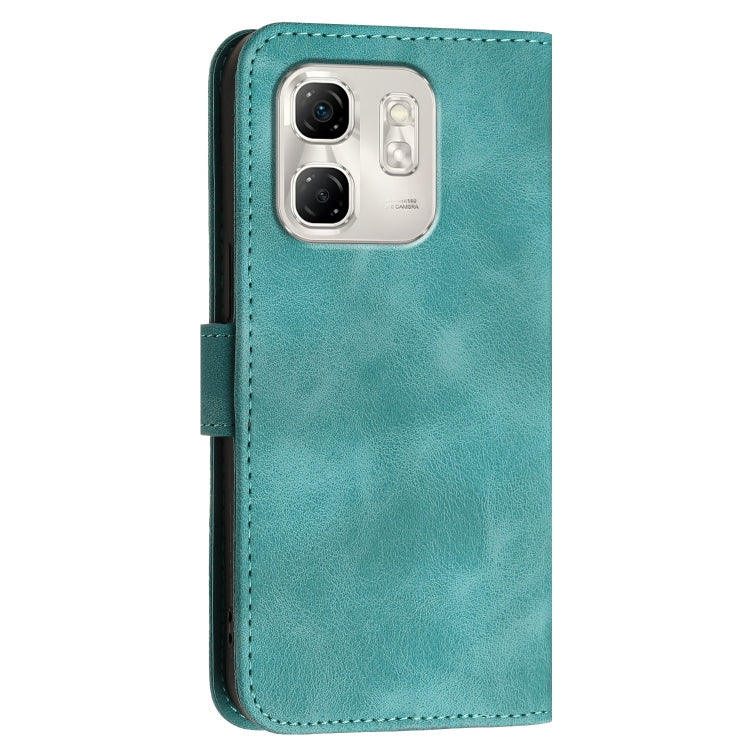 For Infinix Hot 50i / Smart 9 Grid Butterfly Embossed Pattern Leather Phone Case with Lanyard