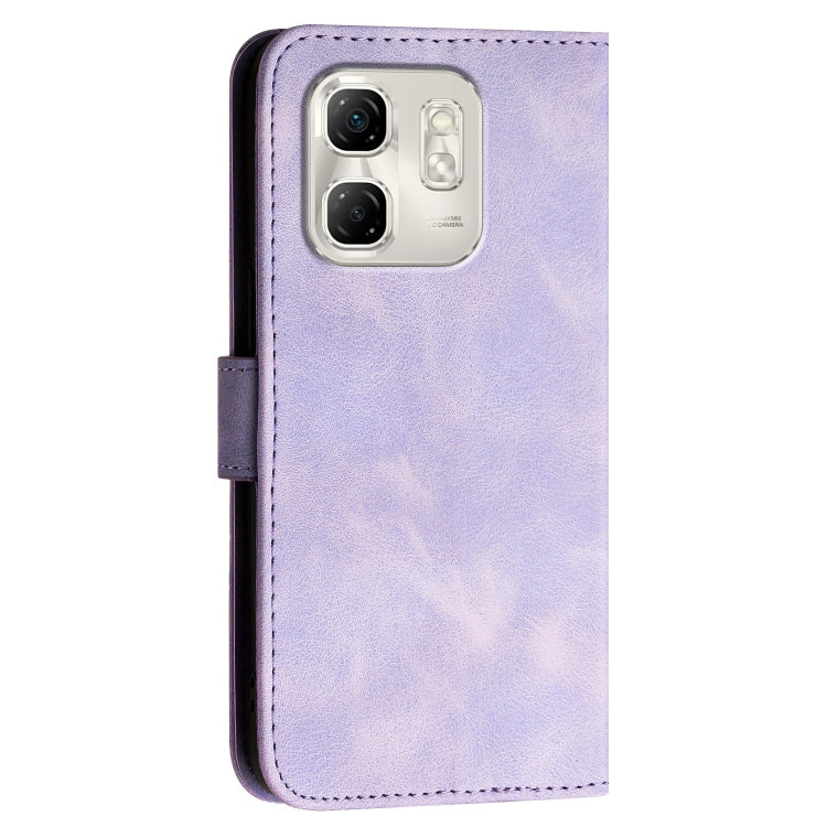For Infinix Hot 50i / Smart 9 Grid Butterfly Embossed Pattern Leather Phone Case with Lanyard
