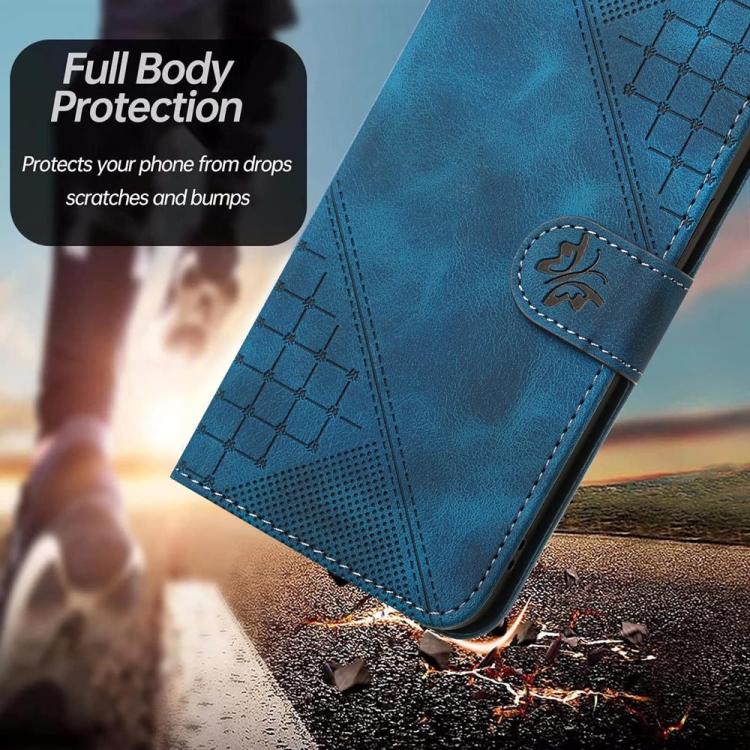For Infinix Smart 20 4G Grid Butterfly Embossed Pattern Leather Phone Case with Lanyard