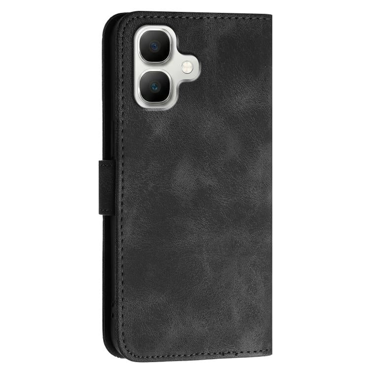 For Infinix Smart 20 4G Grid Butterfly Embossed Pattern Leather Phone Case with Lanyard