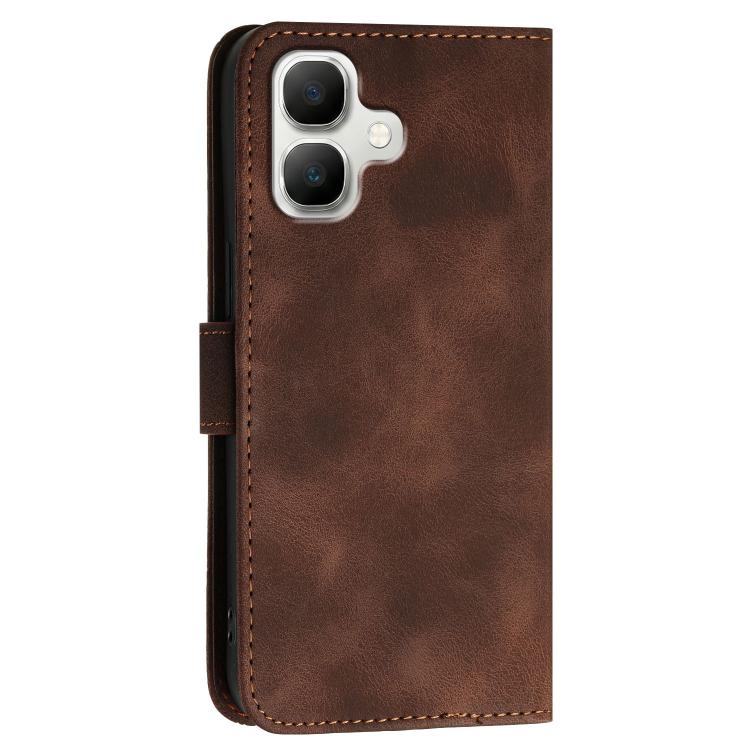 For Infinix Smart 20 4G Grid Butterfly Embossed Pattern Leather Phone Case with Lanyard