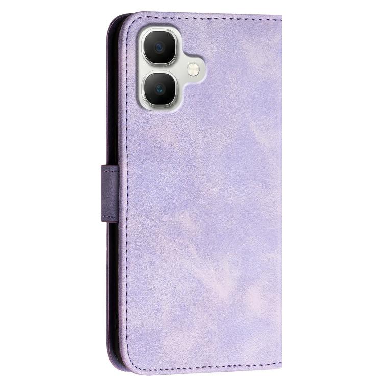 For Infinix Smart 20 4G Grid Butterfly Embossed Pattern Leather Phone Case with Lanyard