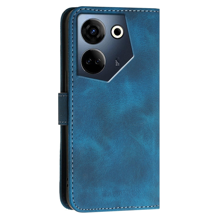 For Tecno Camon 20 / 20 Pro 4G Grid Butterfly Embossed Pattern Leather Phone Case with Lanyard