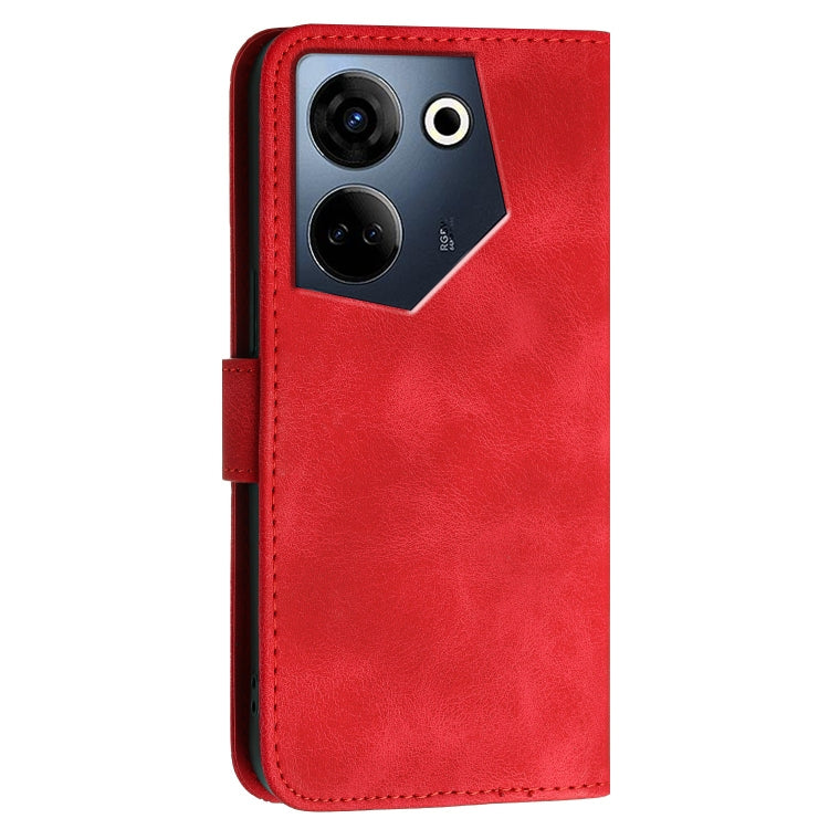For Tecno Camon 20 / 20 Pro 4G Grid Butterfly Embossed Pattern Leather Phone Case with Lanyard