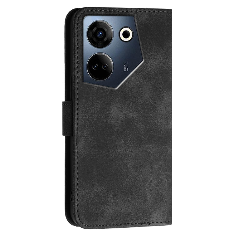 For Tecno Camon 20 / 20 Pro 4G Grid Butterfly Embossed Pattern Leather Phone Case with Lanyard