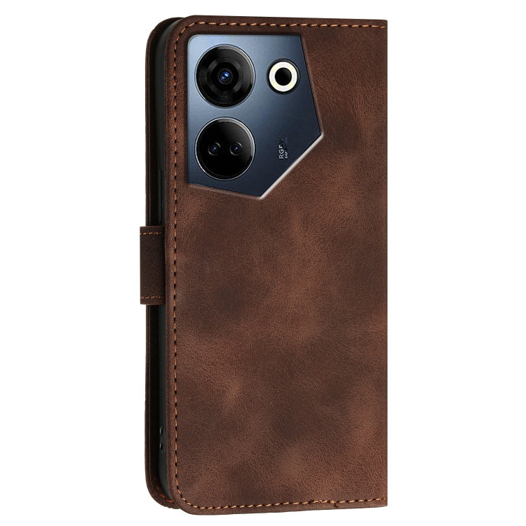 For Tecno Camon 20 / 20 Pro 4G Grid Butterfly Embossed Pattern Leather Phone Case with Lanyard