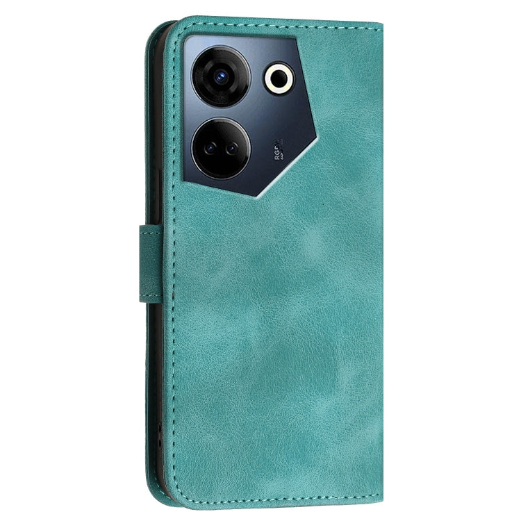For Tecno Camon 20 / 20 Pro 4G Grid Butterfly Embossed Pattern Leather Phone Case with Lanyard