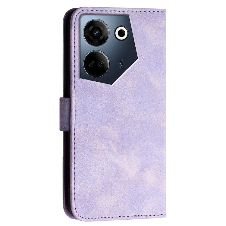 For Tecno Camon 20 / 20 Pro 4G Grid Butterfly Embossed Pattern Leather Phone Case with Lanyard