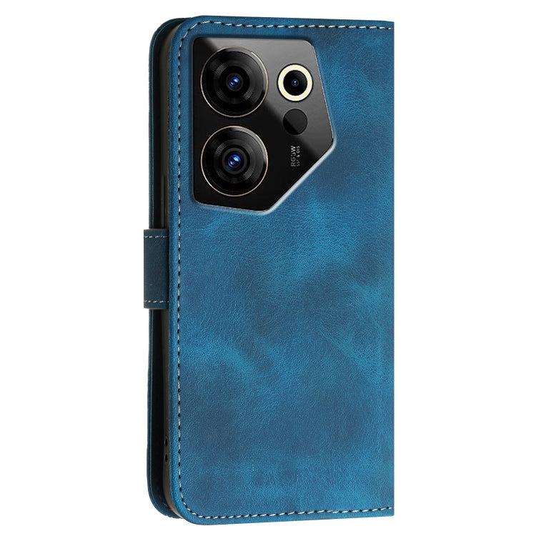 For Tecno Camon 20 Premier 5G Grid Butterfly Embossed Pattern Leather Phone Case with Lanyard