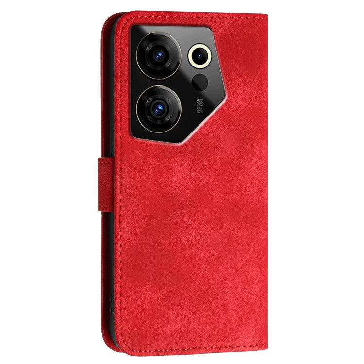 For Tecno Camon 20 Premier 5G Grid Butterfly Embossed Pattern Leather Phone Case with Lanyard